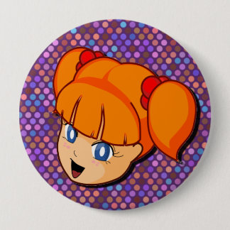 Chapa Redonda De 10 Cm Chica del rojo de Manga