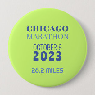 Chapa Redonda De 10 Cm Chicago Marathon 2023 Green Custom Text Button
