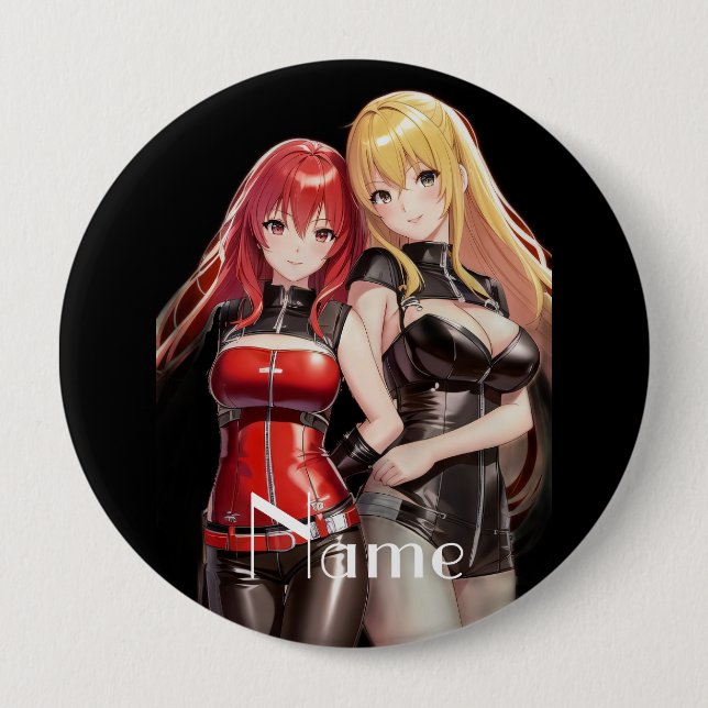 Chapa Redonda De 10 Cm Chicas Cuadros Anime Thunder_Cove (Anverso)