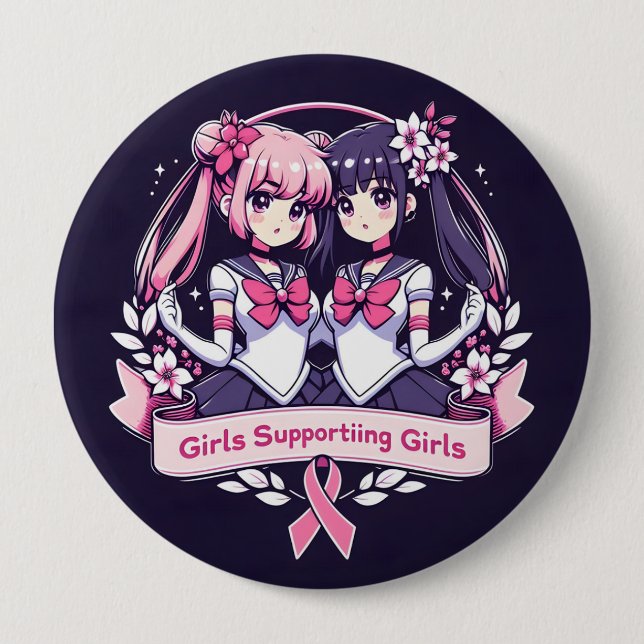 Chapa Redonda De 10 Cm Chicas de apoyo a chicas (Anverso)