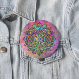 Chapa Redonda De 10 Cm Clásico Colorido Mandala Estilo India 1