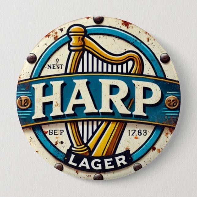 Chapa Redonda De 10 Cm Classic Harp Lager Beer Logo Round (Anverso)