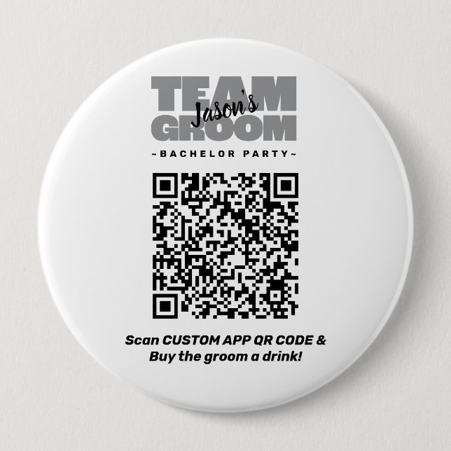 Chapa Redonda De 10 Cm Código QR Despedida de Soltero Comprar Bebida Equi (Anverso)