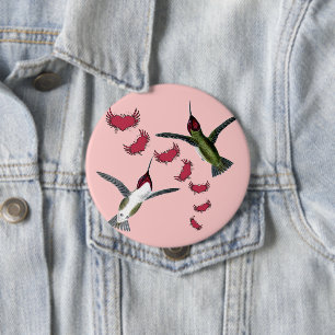 Chapa Redonda De 10 Cm Colibríes Grunge Corazones con Alas