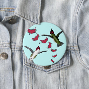 Chapa Redonda De 10 Cm Colibríes Grunge Corazones con Alas