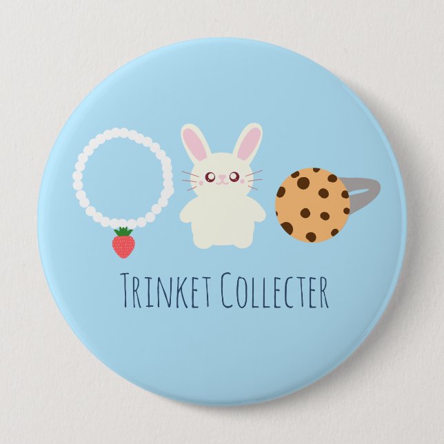 Chapa Redonda De 10 Cm Collar Cuto De Fresas, Conejo Y Anillo (Anverso)