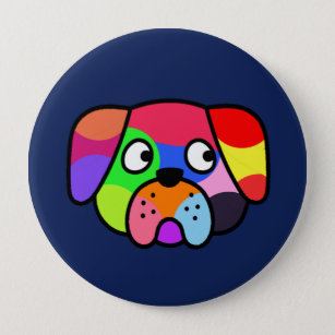 Chapa Redonda De 10 Cm Colores arcoiris Mascota Divertido color Perro Car