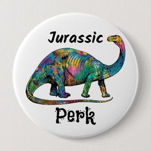 Chapa Redonda De 10 Cm Colorido Dinosaurio Blanco Jurassic Perk