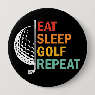 Chapa Redonda De 10 Cm Comer Dormir Golf Repetir 