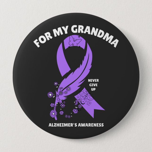 Chapa Redonda De 10 Cm Conciencia de Alzheimer - Por mi abuela (Anverso)