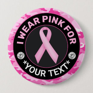 Chapa Redonda De 10 Cm Conciencia sobre el Cáncer de Mama Uso Rosa para C