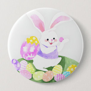 Chapa Redonda De 10 Cm conejito con huevos de Pascua
