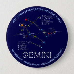 Chapa Redonda De 10 Cm Constelación de Zodiac Gemini