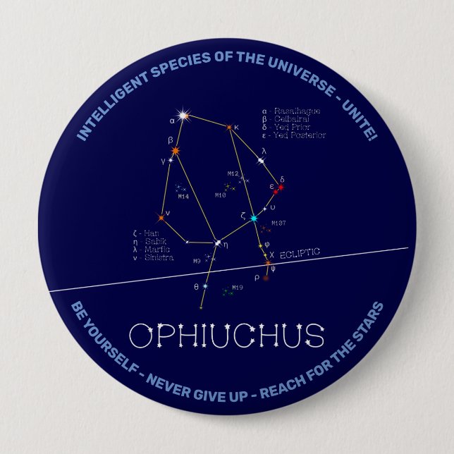 Chapa Redonda De 10 Cm Constelación de Zodiac Ophiuchus (Anverso)