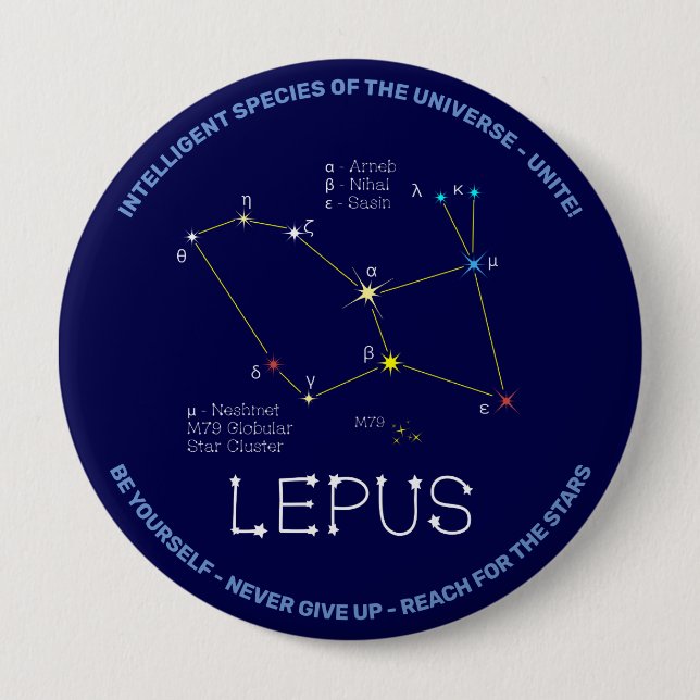 Chapa Redonda De 10 Cm Constelación del hemisferio sur Lepus (Anverso)