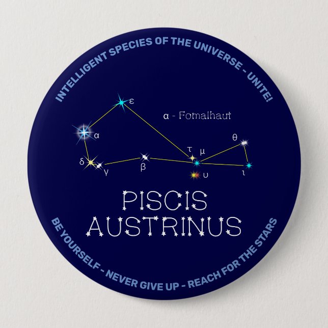 Chapa Redonda De 10 Cm Constelación del hemisferio sur Piscis Austrinus (Anverso)