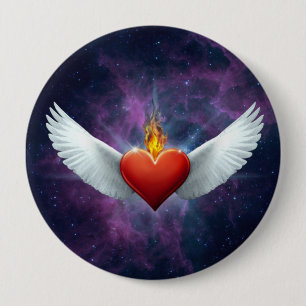 Chapa Redonda De 10 Cm Corazón con alas