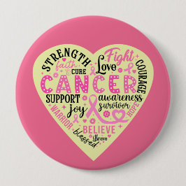 Chapa Redonda De 10 Cm Corazón de apoyo al cáncer de mama