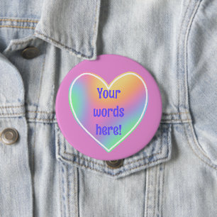 Chapa Redonda De 10 Cm Corazón de arcoiris personalizado