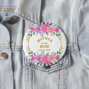 Chapa Redonda De 10 Cm Corona floral rosa elegante para la madre de la no