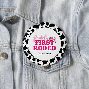 Chapa Redonda De 10 Cm Cowgirl Disco Pink First Rodeo
