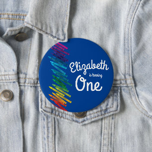 Chapa Redonda De 10 Cm Crayons Niños Fiesta de cumpleaños arte muy colori