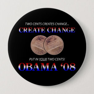 Chapa Redonda De 10 Cm Cree el cambio con Obama