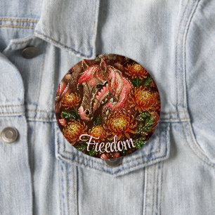 Chapa Redonda De 10 Cm Crisantemo floral de caballos de otoño personaliza
