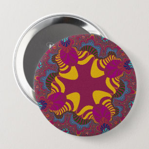 Chapa Redonda De 10 Cm Cruz rosa y amarilla