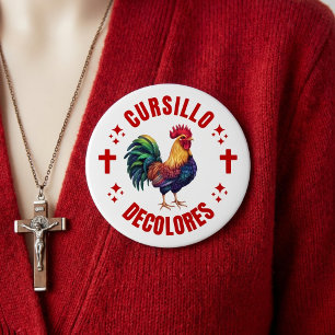 Chapa Redonda De 10 Cm Cursillo Decolores Gallo Colorido con Cruces