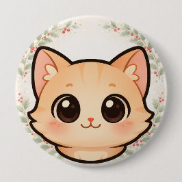 Chapa Redonda De 10 Cm Cute Kawaii Cat Face Button