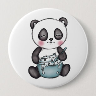Chapa Redonda De 10 Cm Cute Panda