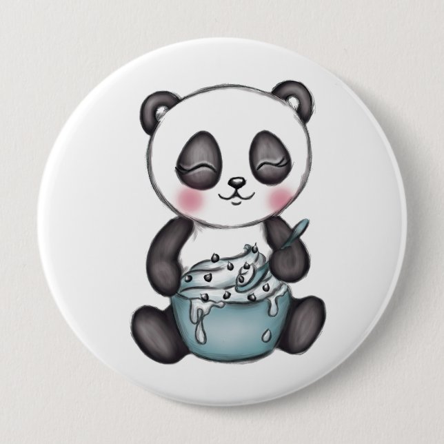 Chapa Redonda De 10 Cm Cute Panda (Anverso)