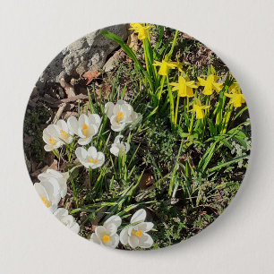 Chapa Redonda De 10 Cm Daffodils y Crocus Badge