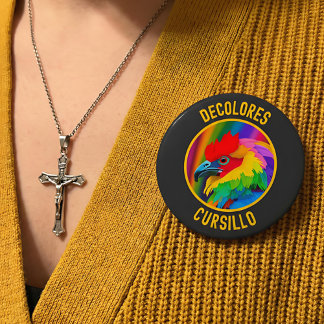 Chapa Redonda De 10 Cm DeColores Cursillo Colorful Rooster Vivid Rainbow 