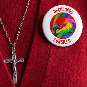 Chapa Redonda De 10 Cm DeColores Cursillo Gallo Colorido Arcoíris Vibrant