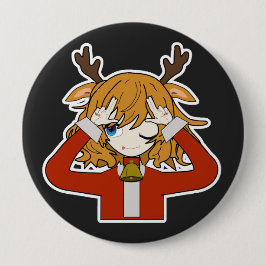 Chapa Redonda De 10 Cm deer girl with santa clothes