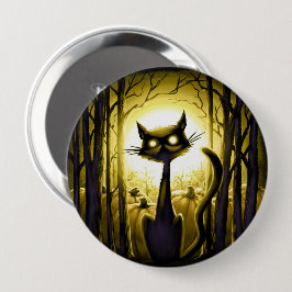Chapa Redonda De 10 Cm Derpy Little Halloween Cat in the Pumpkin Patch