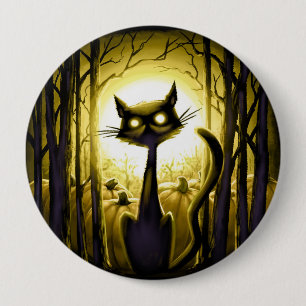 Chapa Redonda De 10 Cm Derpy poco gato de Halloween en un remiendo de la