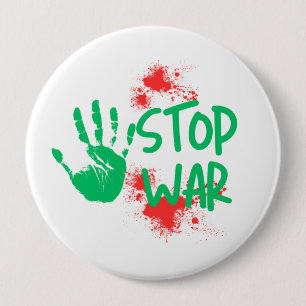 Chapa Redonda De 10 Cm Detener la Guerra – Diseño Gráfico Antibelico de H