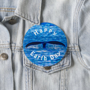 Chapa Redonda De 10 Cm Día de la Tierra del Océano Azul de la cola de bal
