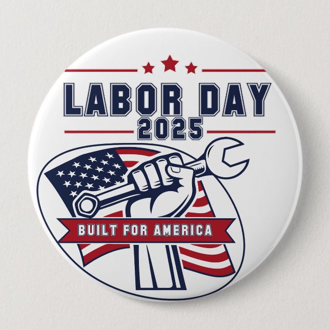 Chapa Redonda De 10 Cm Día del Trabajo 2025 (Anverso)