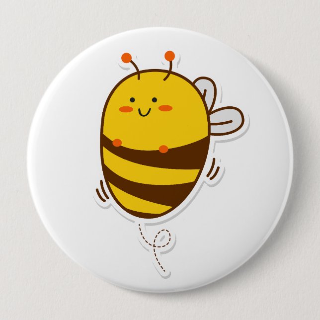 Chapa Redonda De 10 Cm Dibujo de Cute Bee Kawaii (Anverso)