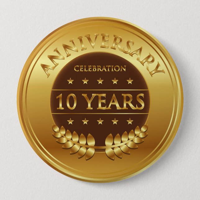 Chapa Redonda De 10 Cm Diez años del aniversario de la celebración de (Anverso)