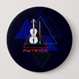 Chapa Redonda De 10 Cm Diseñador de violines de música azul de la marina 