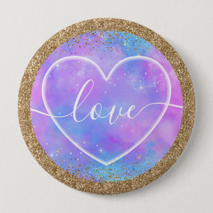 Chapa Redonda De 10 Cm Diseño de amor del corazón de la galaxia con borde