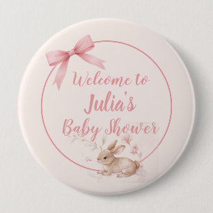 Chapa Redonda De 10 Cm Diseño de bienvenida de conejito suave con cinta p