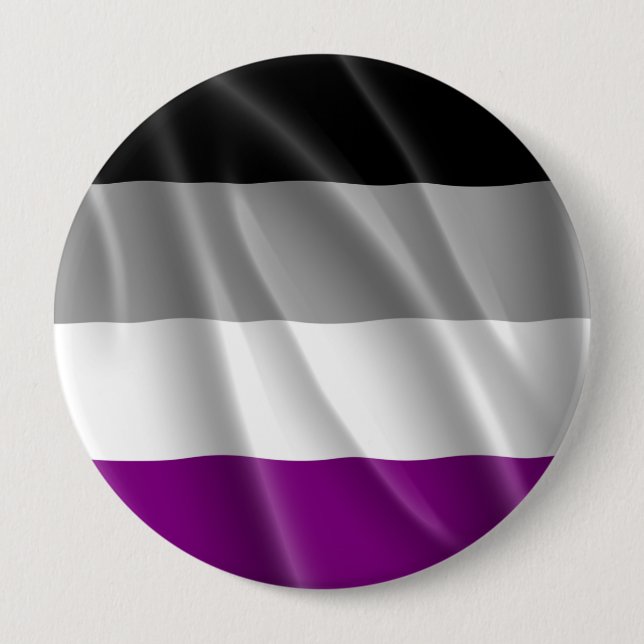 CHAPA REDONDA DE 10 CM DISEÑO ONDULADO DE LA BANDERA ASEXUAL DEL ORGULLO (Anverso)
