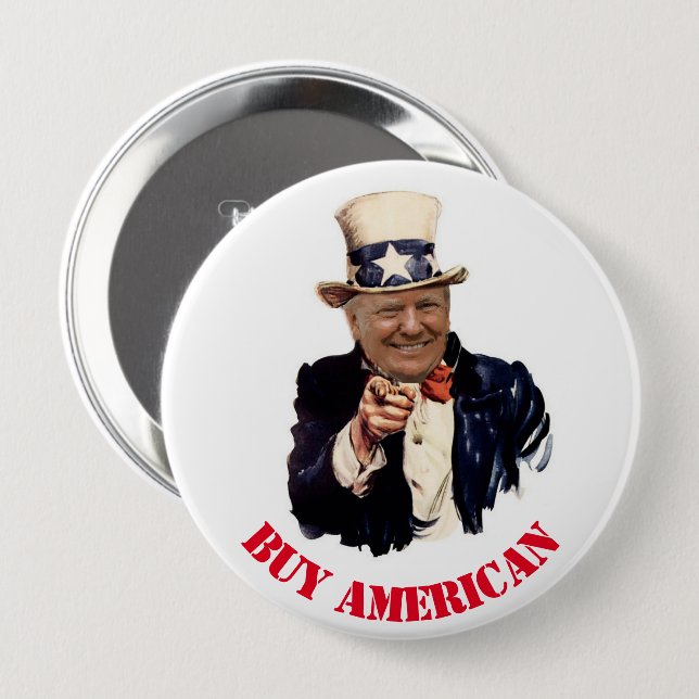 CHAPA REDONDA DE 10 CM DONALD TRUMP 2020 COMPRA AMERICANO (Anverso y reverso)