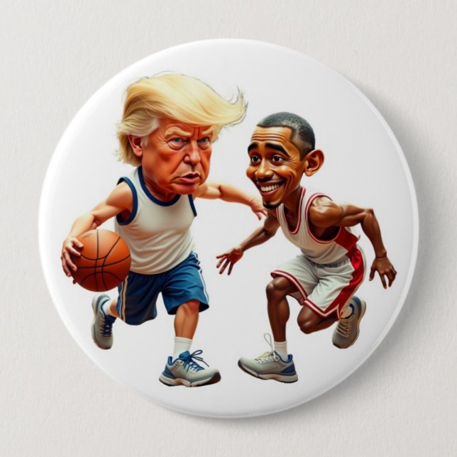 Chapa Redonda De 10 Cm Donald Trump Barack Obama (Anverso)